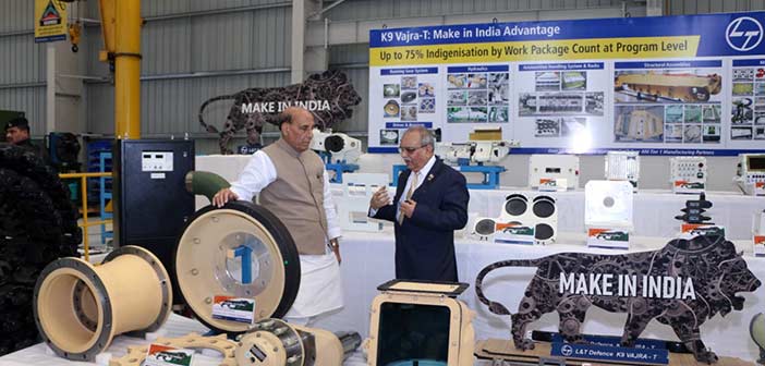 Defence minister Rajnath Singh flags off 51st homemade K9 Vajra Gun ahead of schedule 1 L&T Hanwha K9 Vajra T Gun