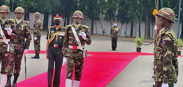 Gen MM Naravane pays tribute at 1971 National War Memorial in his Bangladesh Visit.,