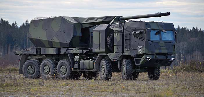 Rheinmetall HX3 10x10 wheeled self-propelled howitzer.