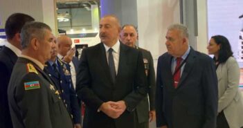 Ilham Aliyev at IAI pavilion.