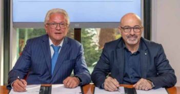 Rheinmetall's Armin Papperger (L) and Leonardo's Roberto Cingolani (R).