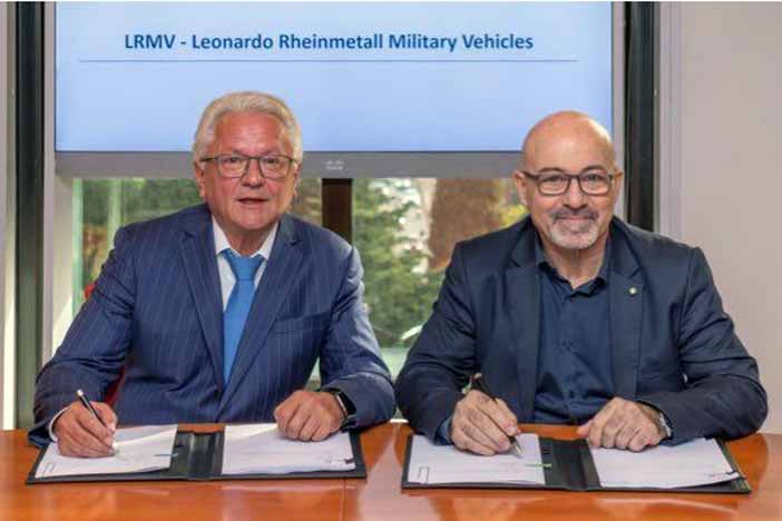 Rheinmetall's Armin Papperger (L) and Leonardo's Roberto Cingolani (R).