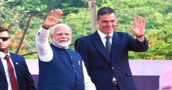 PM Modi (L), Pedro Sanchez inaugurate Tata-Airbus plant in Vadodara.