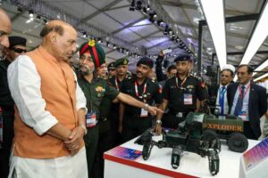 Indian Army's Xploder and MRMS systems displayed at Aero India 2025.