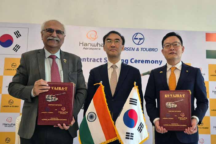 South Korea's Hanwha Aerospace, India's Larsen & Toubro Sign K9 Vajra Gun Deal.