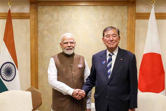 India PM Modi with Japan PM Shigeru Ishiba.