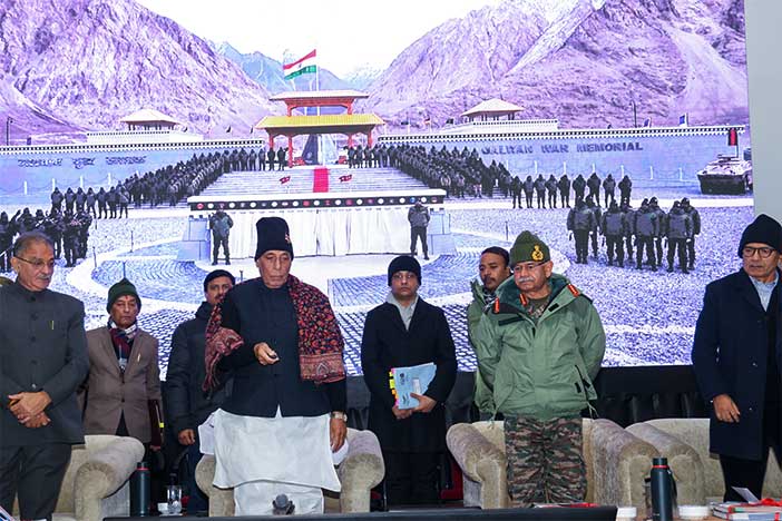 India Defence Minister opens 125 border road projects in Ladakh on China border.