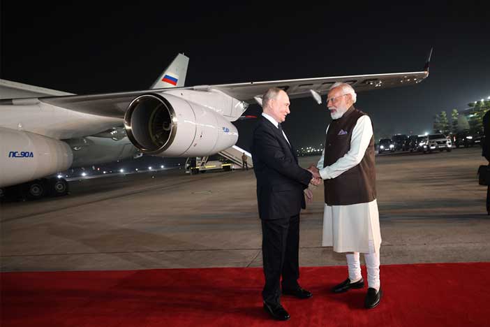 President Putin (L) and Prime Minister Modi in New Delhi. (December 4, 2025).